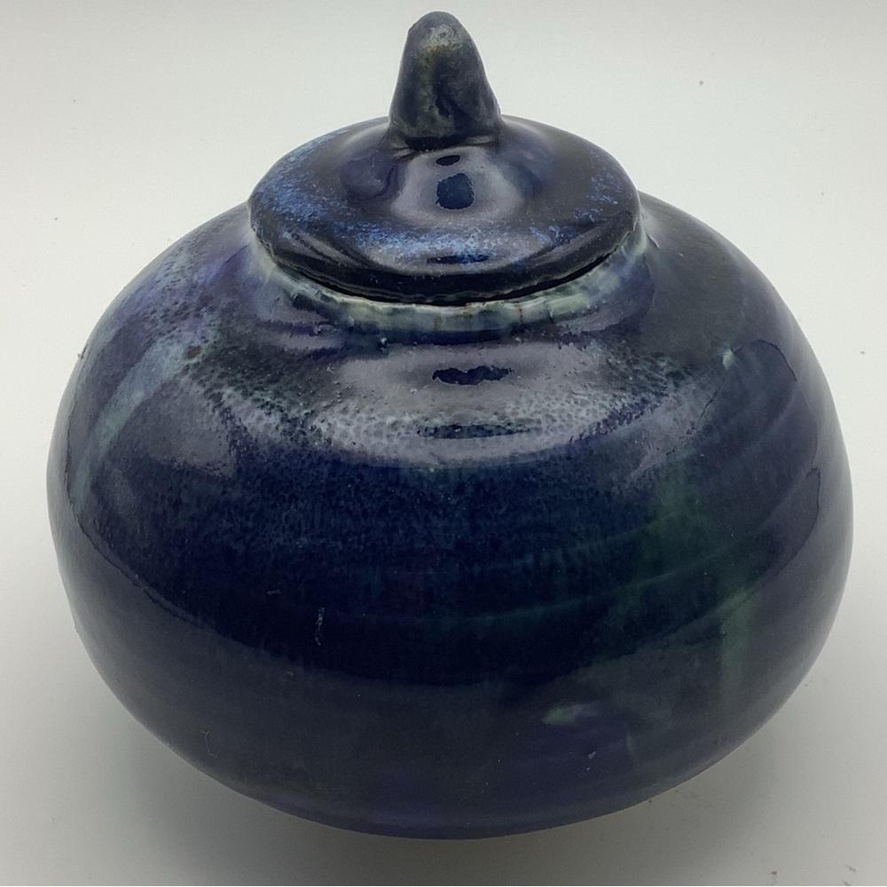 Dark Blue Pottery Lidded Bowl/Container